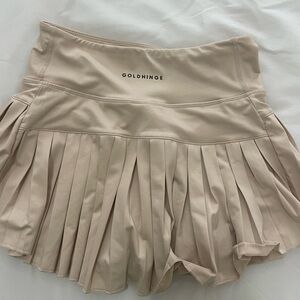 Tan Goldhinge pleated skirt